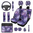 thumbnail image 1 of Yuyamidu Purple Marble Print Car Accessories 14pcs Car Seat Covers and Steering Wheel Cover Seat Belt Pad Cover Auto Armrest Cover Cushion Headrest Covers Keychain Cup Holders, 1 of 7