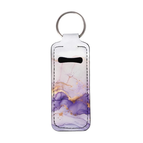 Yuyamidu Purple Marble Print Chapstick Holder Keychain Kids Lip Balm Sleeve Keychain Women Girls Neoprene Makeup Storage Organizer Bag for Chapstick, Lip Gloss