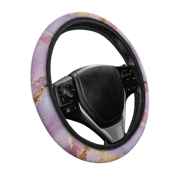 Yuyamidu Purple Marble Print Steering Wheel Cover for Car Sedan Winter Warm Car Steering Wrap Decor Flannel Auto Steering Wheel Accessories, Easy to Install