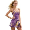 thumbnail image 1 of Yuyamidu Purple Marble Print Women's Tennis Mini Dresses Summer Sleeveless Dresses Built in Shorts with Pocket Slim Fit Golf Athletic Dress Size XS Two Piece Active Dress for Biking/Hiking, 1 of 7
