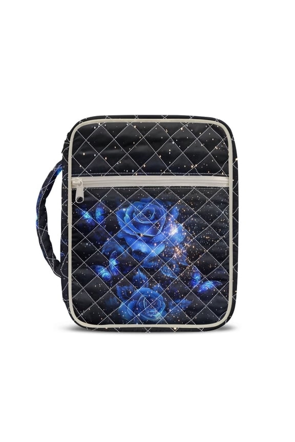 Purple Rose Bible Cover Case for Women Butterfly Quilted Bible Case with Handle Stylish Bible Bags for Women Gifts