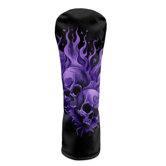 Yuyamidu Purple Skull Golf Club Head Covers, Waterproof Leather Golf Head Covers, Fit Driver Fairway Hybrid Accessory for Men Women