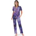 thumbnail image 1 of Yuyamidu Purple Texture Marble Women's Summer Pajamas Short Sleeve V-Neck Top & Loose Long Pants, Lightweight Sleep Set with Pockets, 1 of 7