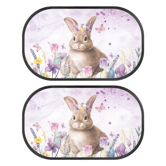 Yuyamidu Rabbit Car Window Shade for Baby 2 Pack Flower Car Sun Shade for Window Baby Side Window Sunshades for Kids Easter Car Interior Decoration, Purple