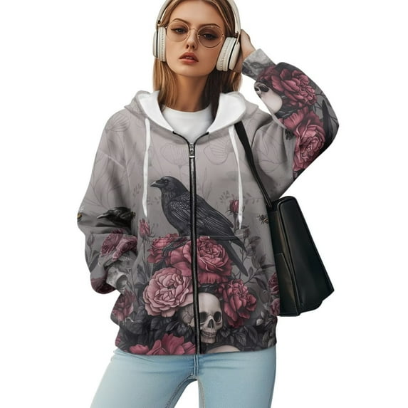 Yuyamidu Ravens Hoodie Womens Zip Up Hoodies Oversized Sweatshirts Fall Outfits Fashion Crewneck Women's Casual Oversized Loose Fit Pullover Sweatshirts M