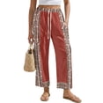 thumbnail image 1 of Yuyamidu Red Aztec Western Womens Pants Size M Flowy Loose Fit Slacks Pants Petite Breathable Business Casual Trousers Western Tribal Outfits, 1 of 7