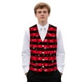 thumbnail image 1 of Yuyamidu Red Buffalo Grid Men's Suit Vest Size 4XL Snowflake V Neck Business Dress Vests Christmas Formal Wedding Waistcoat Slim Fit, 1 of 7