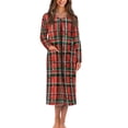 thumbnail image 1 of Yuyamidu Red Buffalo Grid Women's Long Robes with Front Zipper Christmas Crewneck Bathrobes Xmas Long Sleeve Robes Zippered Housecoat Size 2XL Soft Sleepwear Nightgown, 1 of 7