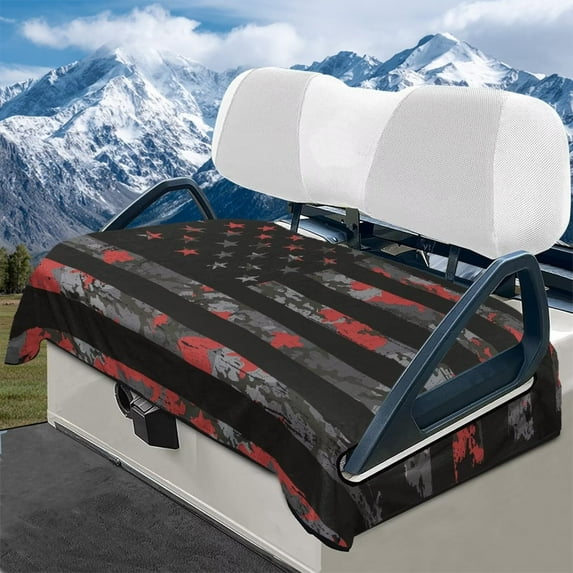 Yuyamidu Red Camo Golf Cart Seat Cover American Flag Golf Cart Seat Cushion Soft Fluffy Golf Cart Seat Blanket Towel Winter Travel Sports Golf Cart Accessories Decor for Women Men