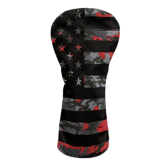 Yuyamidu Red Camo Golf Club Head Cover American Flag Golf Head Cover Driver Headcover Fairway Wood Headcover Hybrid Club Head Cover