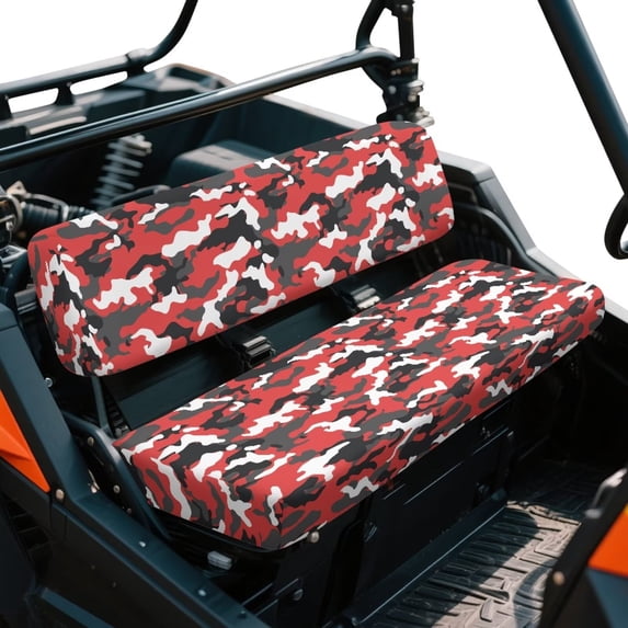 Yuyamidu Red Camo UTV Seat Cover Full Protection Mule Bench Seat Cover Camouflage UTV Accessories Elastic Fabrics Compatible with Kawasaki Mule 3000 3010 3020