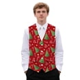thumbnail image 1 of Yuyamidu Red Christmas Mens Vest Formal Waistcoat with Pocket Xmas Tree V-Neck Suit Vests for Wedding Prom Party Poinsettia Casual Tuxedo Wear Size 2XL, 1 of 7