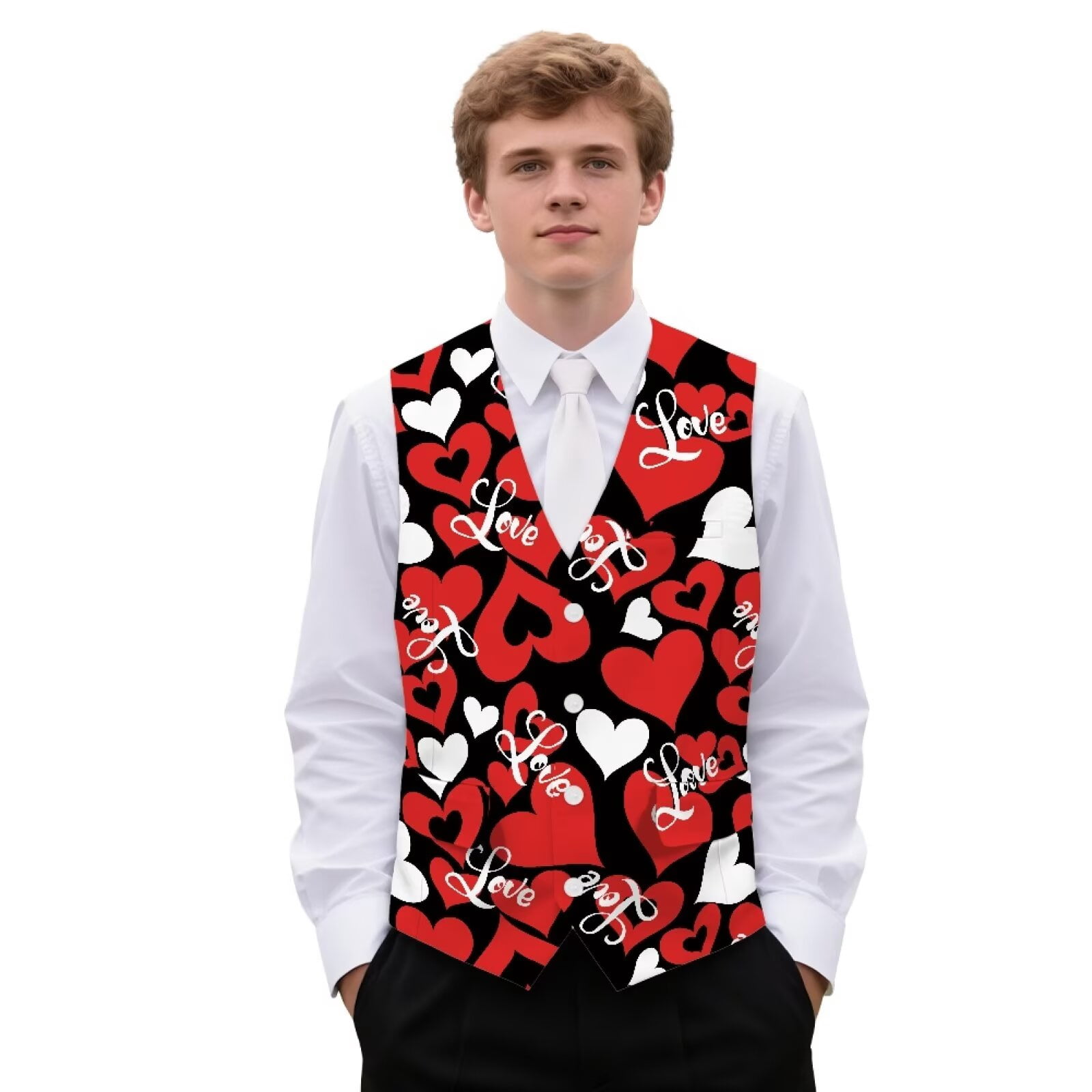 Red 4698 Yuyamidu Red Heart Men's Classic Slim Fit Dress Vest Formal Wedding ...