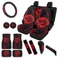 thumbnail image 1 of Yuyamidu Red Rose Car Seat Cover Full Set of 15 Women Car Carpet Mats Steering Wheel Cover Seat Belt Covers Handbrake Cover Set Cup Holder, 1 of 6