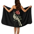 thumbnail image 1 of Yuyamidu Red Rose Skull Bath Towel Wrap for Women Knee Length Towel Wrap with Pocket Black Bath Towels for Bathroom Soft Bath Sheets Terry Cloth Body Wrap Size XL, 1 of 7