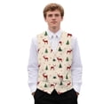 thumbnail image 1 of Yuyamidu Reindeer Men's V-Neck Business Vests with 3 Pockets Xmas Tree Formal Dress Vest for Suit Tuxedo Christmas Casual 4 Button Waistcoat Size 4XL, 1 of 7