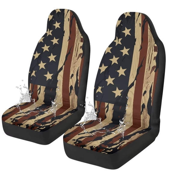 Yuyamidu Retro American Flag Car Seat Covers Set 4th of July Automotive Seat Covers Fashion Bucket Seat Decoration Accessories, Soft Waterproof