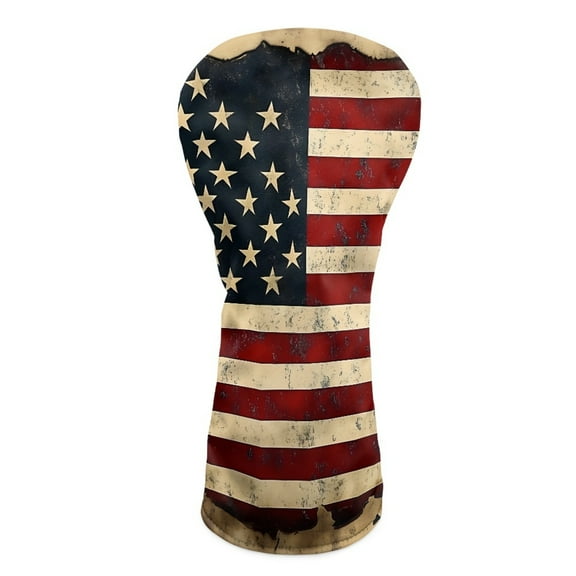 Yuyamidu Retro American Flag Golf Club Covers Waterproof Golf Head Covers Driver Covers Fariway Wood Headcover Hybrid Covers Leather Golf Headcover
