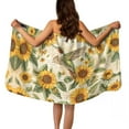 thumbnail image 1 of Yuyamidu Retro Sunflower Shower Wrap Towel for Women Size M Fall Bath Wrap for Bath Spa Mid Length Towel Wrap for Bathroom Terry Cloth Bath Towels with Pocket, 1 of 7