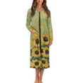 thumbnail image 1 of Yuyamidu Retro Sunflower Womens Zipper Robe Long Lightweight Bathrobe Green Sleepwear Gown Trendy Long Sleeve Robes for Women Plus Size 4XL Ladies Lounge Dresses with Pockets, 1 of 7