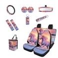 thumbnail image 1 of Yuyamidu Running Horse Car Interior Sets Car Front Back Seat Covers Steering Wheel Cover Seatbelt Shoulder Pad Trash Bin Rearview Mirror Cover Coasters Keychain Lipstick Holder 13pcs, 1 of 7