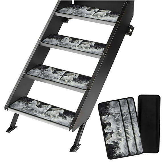 Yuyamidu Running Horse RV Step Covers 4 Pack RV Camper Step Covers Non-Slip Camper Step Covers 19.5" x 7.5" RV Step Rugs RV Stair Covers Keep RV Clean