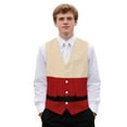 thumbnail image 1 of Yuyamidu Santa Claus Clothes Men's Suit Vest Slim Fit Formal Dress Waistcoat Christmas Casual Business Vests for Suit or Tuxedo with Adjustable Back Strap, Size 3XL, 1 of 7