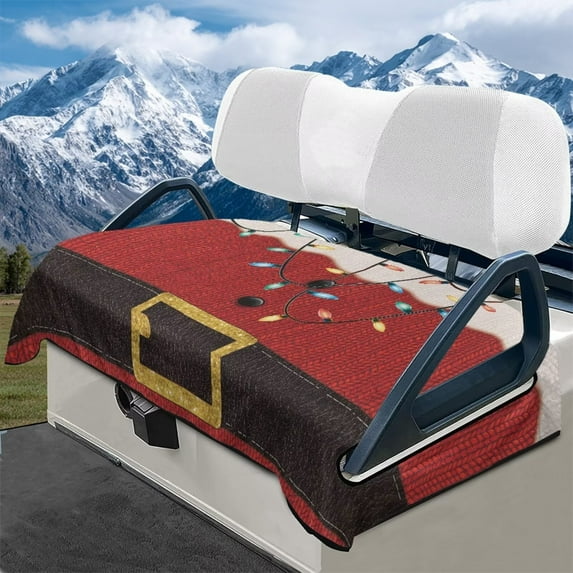 Yuyamidu Santa Claus Golf Cart Seat Cover for 2 Seats Colorful Lights Golf Cart Seat Blanket Small Items Fluffy Christmas Club Car Accessories