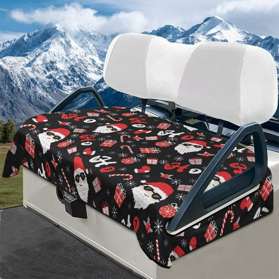 Yuyamidu Santa Claus Golf Cart Seat Covers, HO-HO-HO Club Car Seat Towel Blanket Flannel Fits Club Car More 2 Person Seats Golf Carts, Christmas Decor