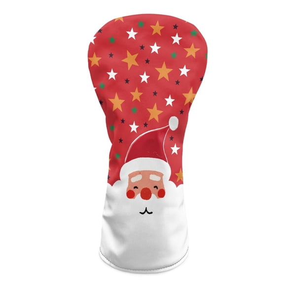 Yuyamidu Santa Claus Golf Head Covers PU Leather Driver Fairway Wood Hybrid Head Covers for Club Protective, Red Christmas Golf Gifts Accessory for Men Women
