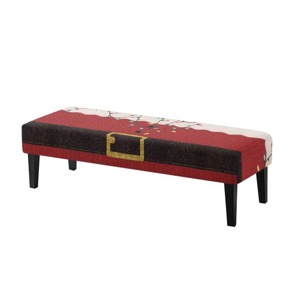 Yuyamidu Santa Claus Stretch Dining Bench Cover Non Slip Removable Bench Slipcover with Elastic Edge Breathable Rectangle Seat Protector Gift for Friends