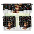 thumbnail image 1 of Yuyamidu Santa Reindeer Kitchen Window Curtains Valance and Tier 3 Panel Set Easy to Install Short Tier Curtains Rod Pocket Contemporary Trendy Valances Home Decor, 1 of 5