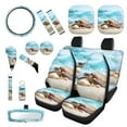 thumbnail image 1 of Yuyamidu Sea Turtle Car Seat Cover Full Set of 16 Seaside Handbrake Gear Shift Knob Cover Steering Wheel Cover Seat Belt Strap Cover Rear View Mirror Cover Coasters Keychain Sunshade for Car, 1 of 7