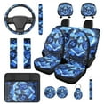 thumbnail image 1 of Yuyamidu Sea Turtle Car Seat Cover Full Set Blue Hibiscus Steering Wheel Cover Seat Belt Pad Cover Headrest Covers Coasters Armrest Cover Keychain Car Decor, 14 Pack, 1 of 7