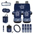 thumbnail image 1 of Yuyamidu Sea Turtle Car Seat Cover Set of 15 Blue Steering Wheel Cover Seatbelt Shoulder Pad Coasters Garbage Bins Rear View Mirror Cover Keychain Air Vent Storage Pouch Universal Fit, 1 of 7