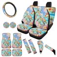 thumbnail image 1 of Yuyamidu Sea Turtle Car Seat Cover Set of 15 Hibiscus Car Carpet Mats Steering Wheel Cover Seat Belt Pad Cup Holder Auto Gear Shift Knob Cover Set, 1 of 6