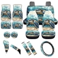 thumbnail image 1 of Yuyamidu Sea Turtle Car Seat Covers Full Set with Carpet Mats Blue Steering Wheel Cover Safe Belt Pads Handbrake Cover Set Coasters Fit for SUV Van, 15 Pack, 1 of 6
