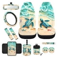 thumbnail image 1 of Yuyamidu Sea Turtle Front Car Seat Cover with Armrest Pad Steering Wheel Cover Seat Belt Pads Beach Trash Bin Starfish Air Vent Bag Coasters Rearview Mirror Cover Keyring Car Accessories Set of 12, 1 of 7
