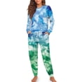 thumbnail image 1 of Yuyamidu Sea Turtle Pajama for Women 2 Pieces Blue Green Pajamas Tee and Pant 2 Piece Pj Set Casual Long Sleeve Sleepwear with Pockets Stylish Round Neck Homewear Size L, 1 of 7