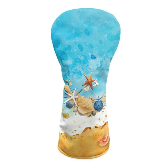 Yuyamidu Shell Starfish Golf Club Head Covers for Women Men Summer Beach Driver Fairway Wood Hybrid Golf Head Cover, Waterproof PU Leather