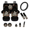 thumbnail image 1 of Yuyamidu Skull Car Seat Covers Full Set Mushroom Automotive Steering Wheel Covers Auto Seatbelt Pads Coasters Wrist Strap Keychain Lipstick Sleeve 12 Packs, 1 of 6