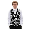 thumbnail image 1 of Yuyamidu Skull Men's V-Neck Suit Vests Size S Rose Formal Slim Fit Business Dress Vest Waistcoat with 3 Pockets for Suit or Tuxedo, 1 of 7
