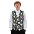 thumbnail image 1 of Yuyamidu Skull Mens Suit Vest Slim Fit V-Neck 3-Pocket Pink Hibiscus Waistcoat Dress Formal Business Tuxedo Wedding Party, Size 2XL, 1 of 7