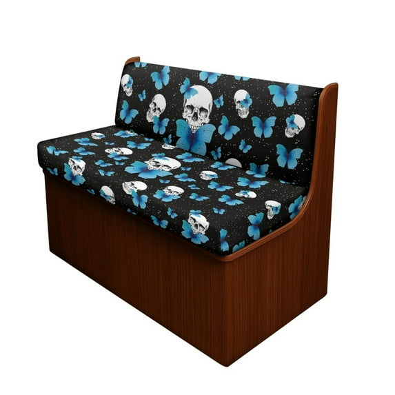 Yuyamidu Skull RV Dinette Cushion Covers Set Blue Butterfly Dinette Couch Protector for RV Camper Cushion Covers Comfy Couch Cover for RV Camper Sofa RV Accessory