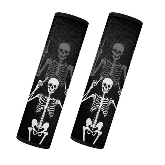 Yuyamidu Skull Seat Belt Covers for Car Auto Sedan 2 Pack Black Car Seatbelt Cushion Pad Soft Flannel Car Seat Strap Pads Thick Winter Car Seat Belt Pads Accessories