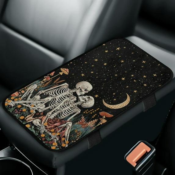 Yuyamidu Skull Vehicle Center Console Armrest Cover Pad Mushroom Auto Center Console Armrests Cushion Anti-Scratch Car Interior Accessories for Most Car SUV Truck