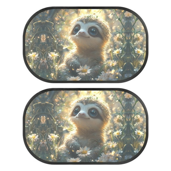 Yuyamidu Sloth Car Shade for Side Windows Daisy Car Window Shade 2 Pack Adorable Rear Window Sunshade for Car Travel Accessories Sun Glare UV Protection