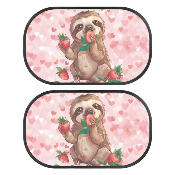 Yuyamidu Sloth Car Window Shades for Baby Strawberry Car Window Sun Shade 2 PCS Cling Car Sun Shade for Windows Pink Car Shades for Side Windows Baby, Sunshades for Car Auto SUV