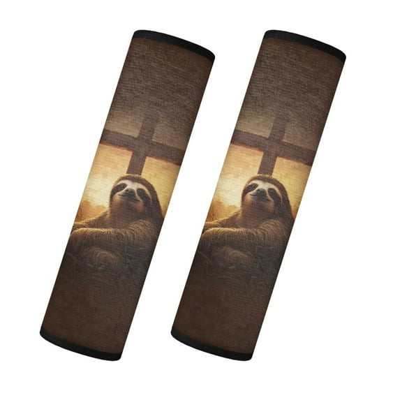 Yuyamidu Sloth Seat Belt Cover Pad Universal Car Seat Belt Pads Cover Cross Seatbelt Covers 2 Pack Flannel Auto Seat Belt Protector Car Interior Accessories, Brown