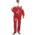 thumbnail image 1 of Yuyamidu Snowflake Long Sleeve Button Down Pajamas for Men Set Christmas Sleepwear Athletic Clothing Casual V Neck Loungewear 2 Pieces Red Pjs Soft Nightwear Size 4XL, 1 of 6